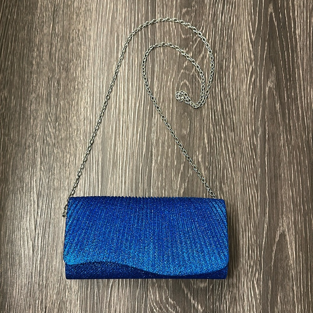 blue sparkle glitter purse clutch handbag